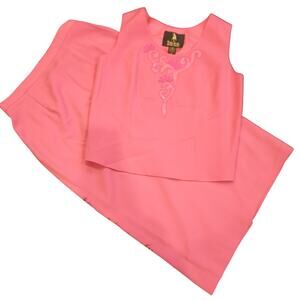 vintage NWOT Tania Bell Hot Pink Tank And Midi Skirt Set Sz 12